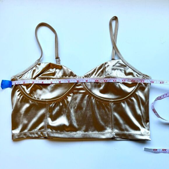 NWT Free People Casino Royal underwire satin top in latte gold color  Size L - Picture 7 of 10
